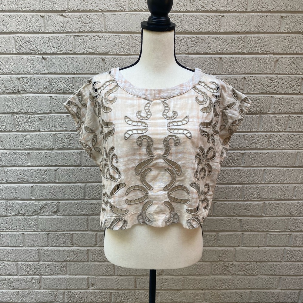 Free People We The Free Embroidered Cut Out Top Size S
